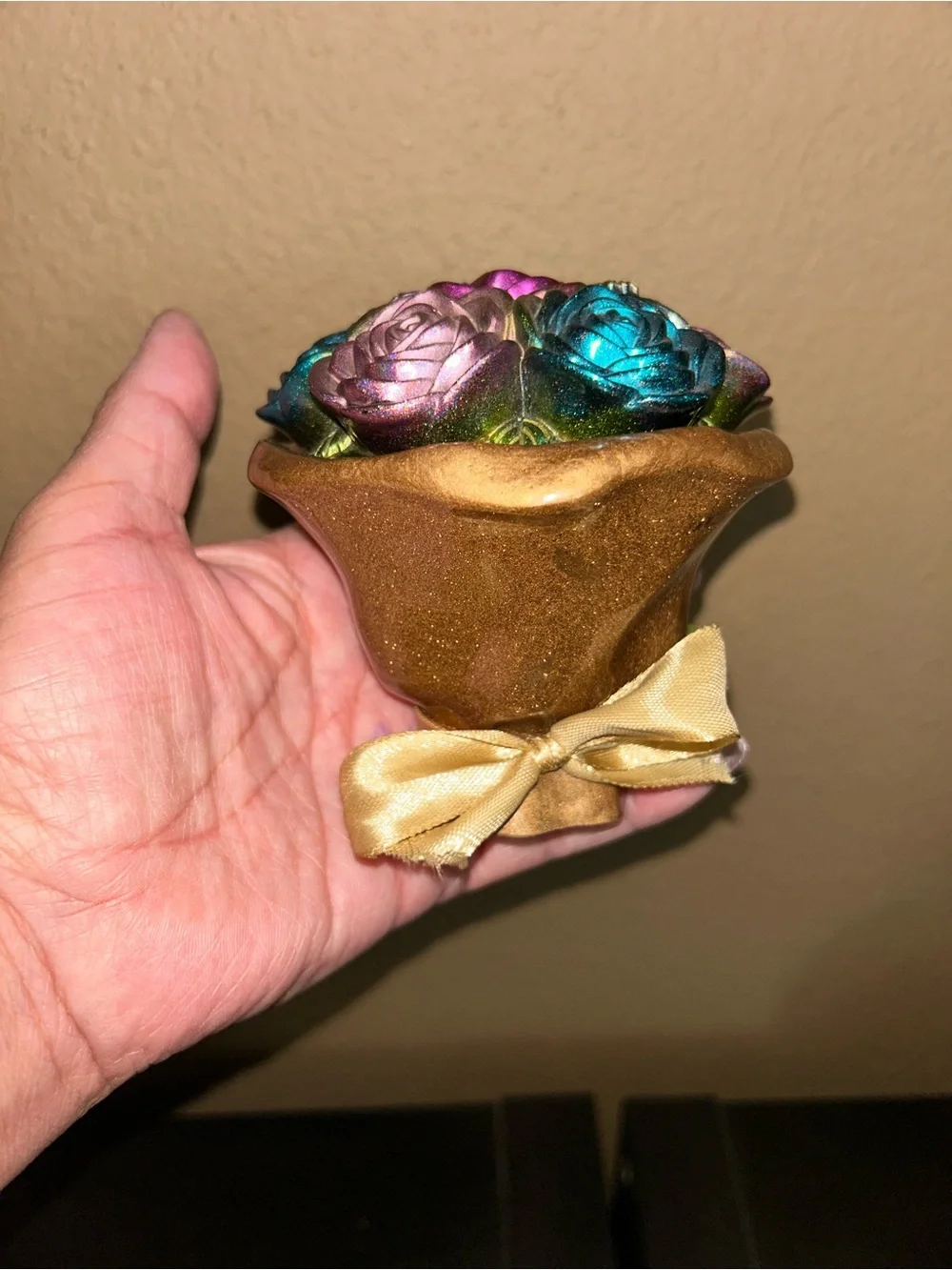 Acrylic Rose Bouquet Floral Trinket Box
